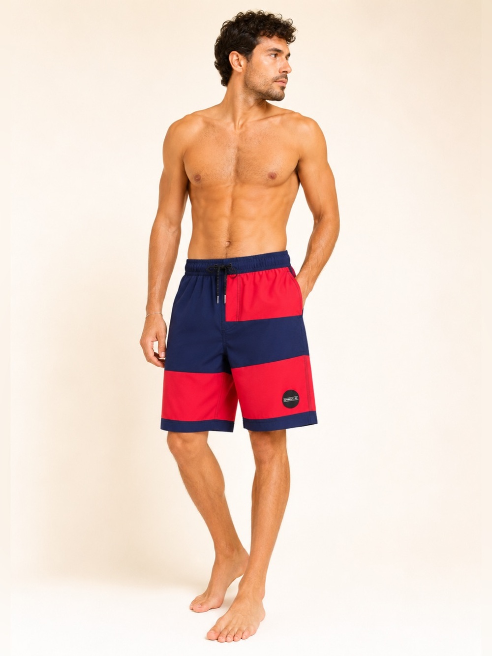 Y2K Surf Swim Trunks Colorblock Beachwear O’Neill Navy Red Utility Size M